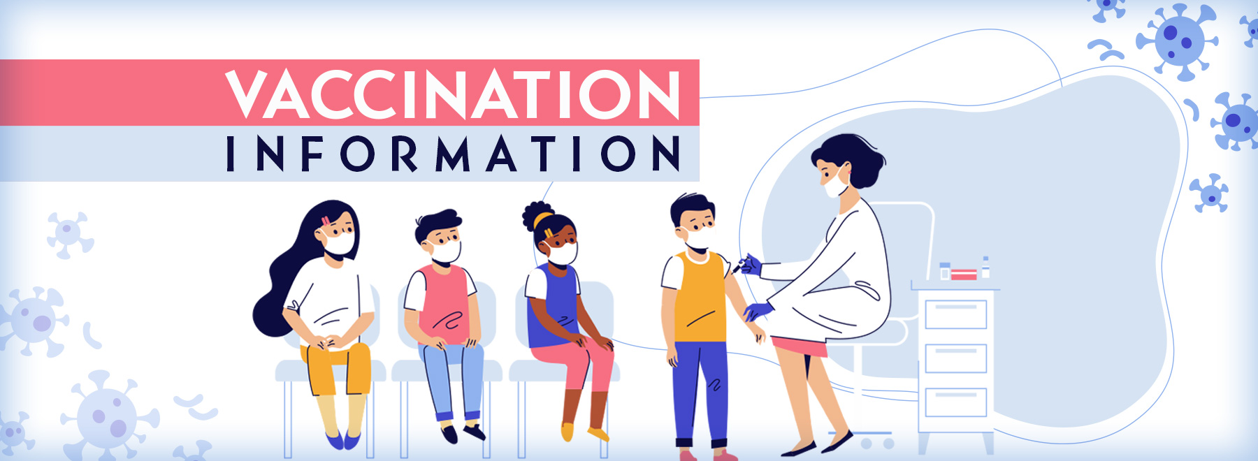 Illustration of diverse group of kids getting a vaccination
